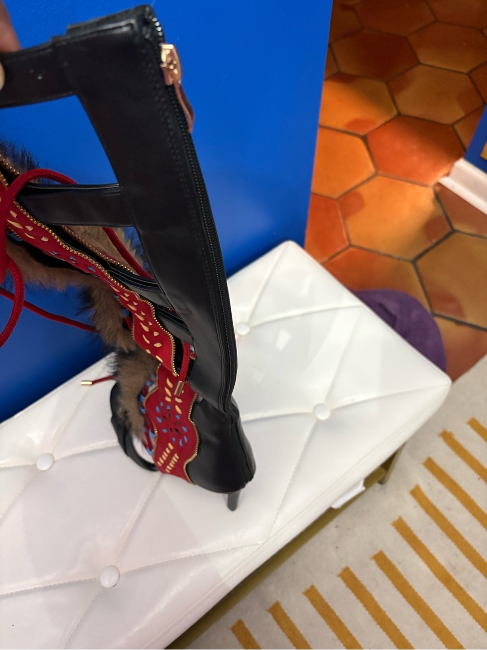 Black and Red Women's Strappy Stiletto Sandals